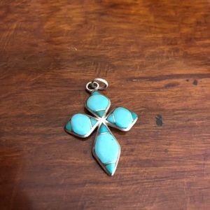 Turquoise and Silver Cross
